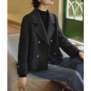 生哥家 品质超绝！撤柜高货！女士双面羊毛气质短款大衣外套