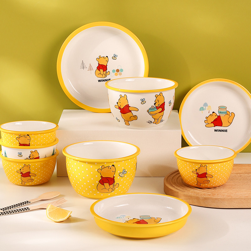 Small Bear Vini Rice Bowls Cute Cutlery Ceramic Delicate And Beautiful Face Bowls Creative Plate Subsuit Microwave Oven Anti-Burn