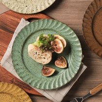 Japanese creative phoenix tail plate steak plate flat plate retro heart plate ceramic plate good-looking round dish tableware