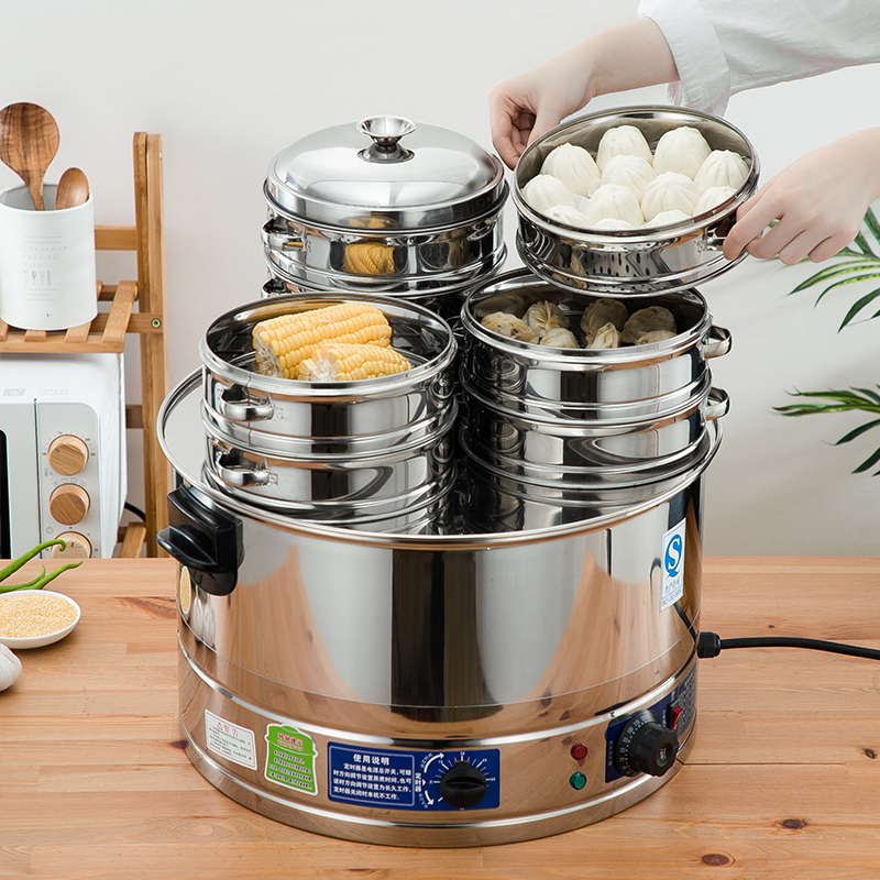 Small Commercial Steamer for Xiaolongbao, Three-Hole Steamer for Dumplings and Buns, Steamer Pot for Breakfast Shop, Taiwanese Steamed Bun Machine, Small Size Small Commercial Steamer for Xiaolongbao, Three-Hole Steamer for Dumplings and Buns, Steamer Pot for Breakfast Shop, Taiwanese Steamed Bun Machine, Small Size