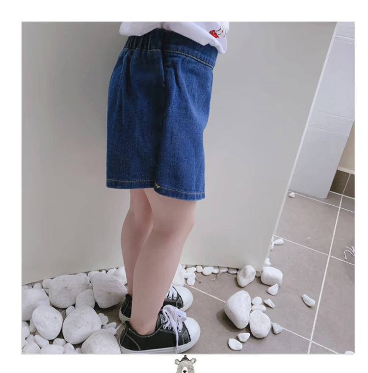 Mùa hè 2019 kiểu mới cho bé gái thoải mái quần short denim trẻ em dễ thương ngọt ngào buông tha - Quần jean