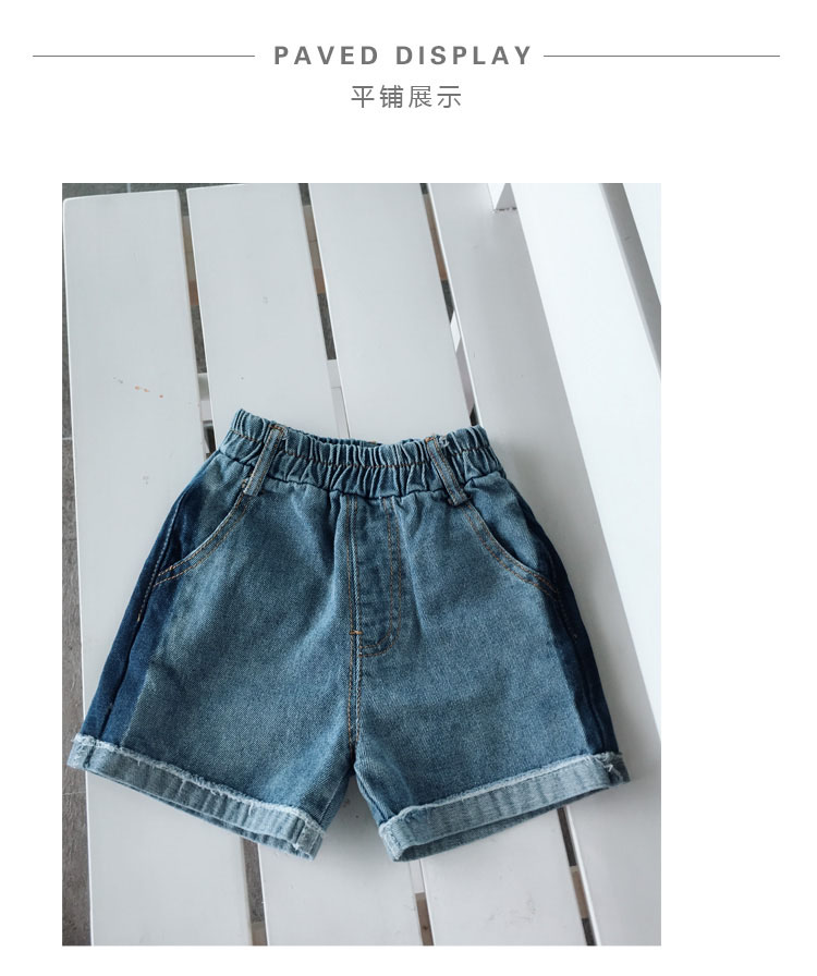 Trẻ em của quần cá tính quần short thời trang giản dị 2018 mùa hè mới nam bé bên khâu màu jeans