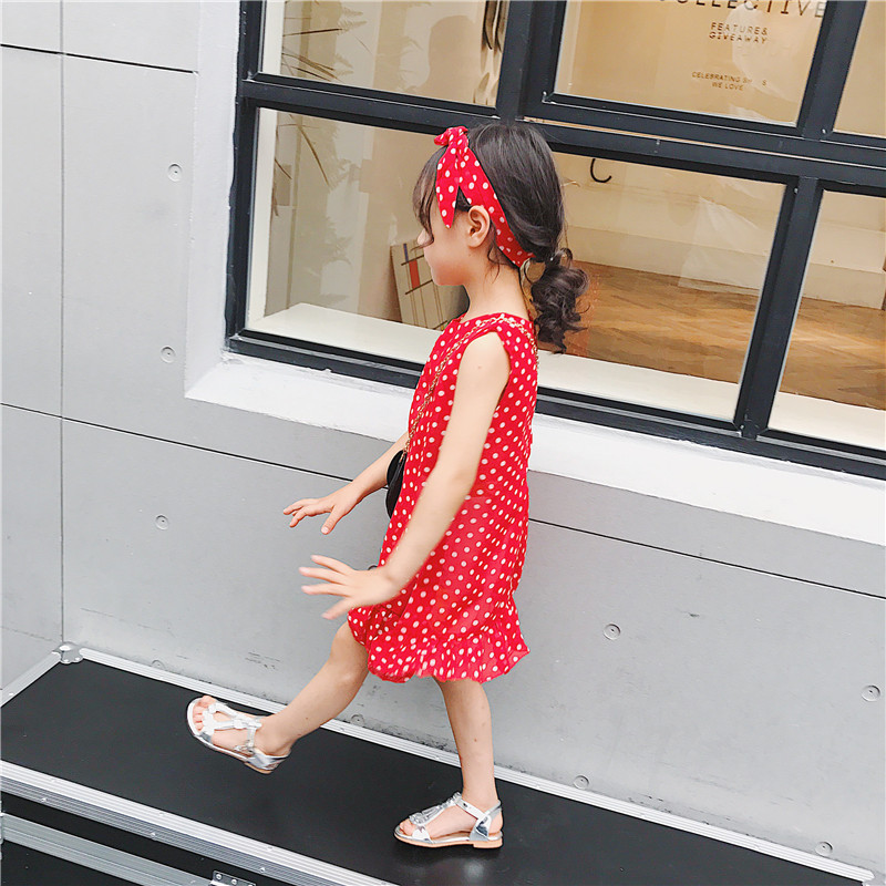Mùa hè 2018 cô gái mới polka dot váy thực sự bắn váy bé gái đầm cho bé gái