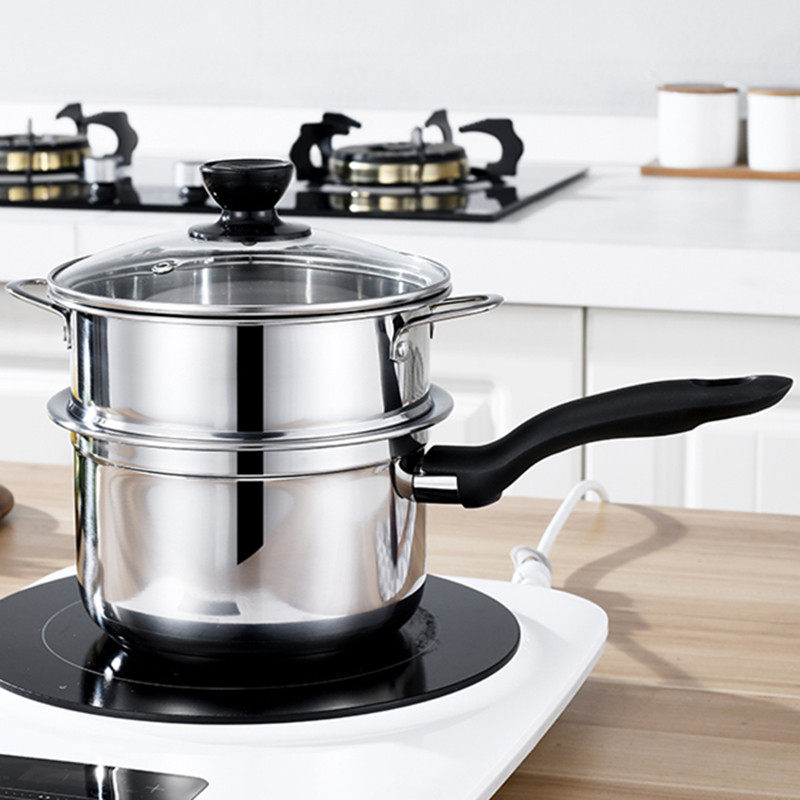 Stainless Steel Pan Milk Pan Baby Soup Pan Small Steam Pan Rebase Non Stick Milk small pan Noodle Pot induction cookers Home
