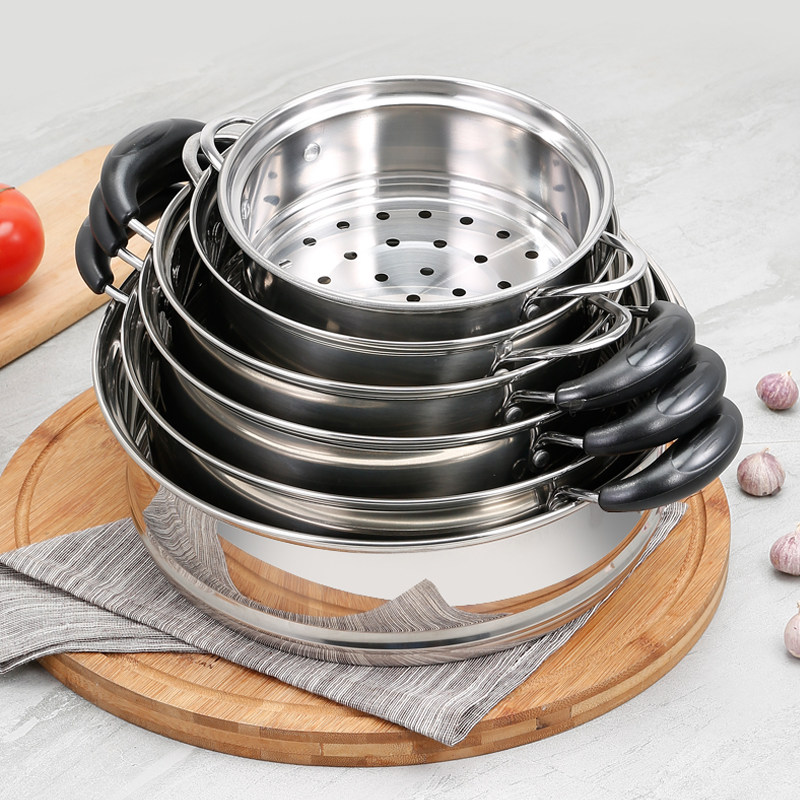 Steamer steamer stainless steel household round steaming layer steaming grid drawer electric pot frying pan steamer cage drawer hot pot 18 steaming grate