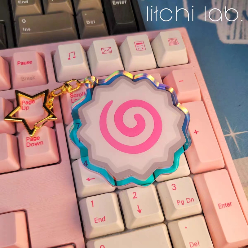 Trans-Themed Fish-Shaped Acrylic Keychain, Blue and Pink Coating