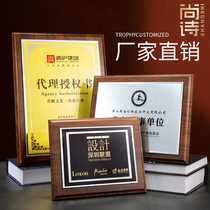 Medal customization Custom creative crystal license plate High-end wooden honor plaque Wooden certificate Commemorative plate production