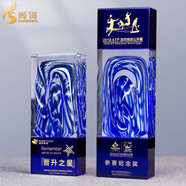 Blue crystal trophy custom-made creative medals custom-made Honor graduation awards prizes souvenirs free lettering