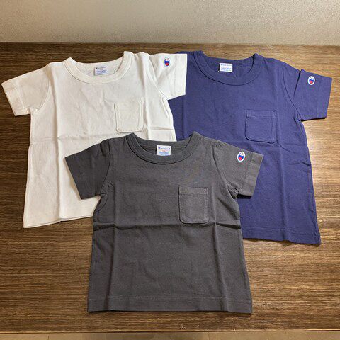 50% off spot Japanese children's clothing Champion Japanese version of children's neutral solid color pocket cotton wild short-sleeved T
