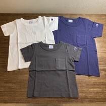 Chinas current little second sister Japan Champion 50 percent off the Japanese version of the childrens solid color pocket cotton Joker short sleeve t