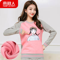 Antarctic thermal underwear women plus velvet thick young student sweater set girl autumn pants cotton wool cover base