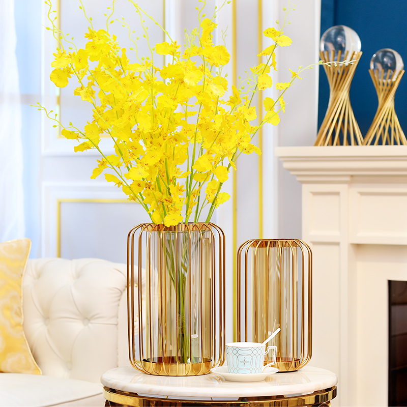 Dancing orchid simulation flower high-quality fake flower with vase flower arrangement decoration decoration light luxury living room table flower arrangement flower