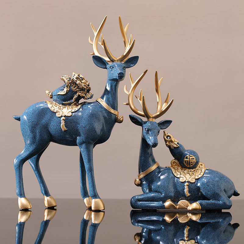 Living Room TV Cabinet Lovers Deer Swing Pieces Creative American Home Resin Crafts Eurostyle Genguan Wine Cabinet Decorations