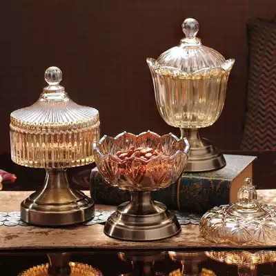 Light luxury glass storage cans creative modern European home decorations porch wine cabinet living room coffee table storage ornaments