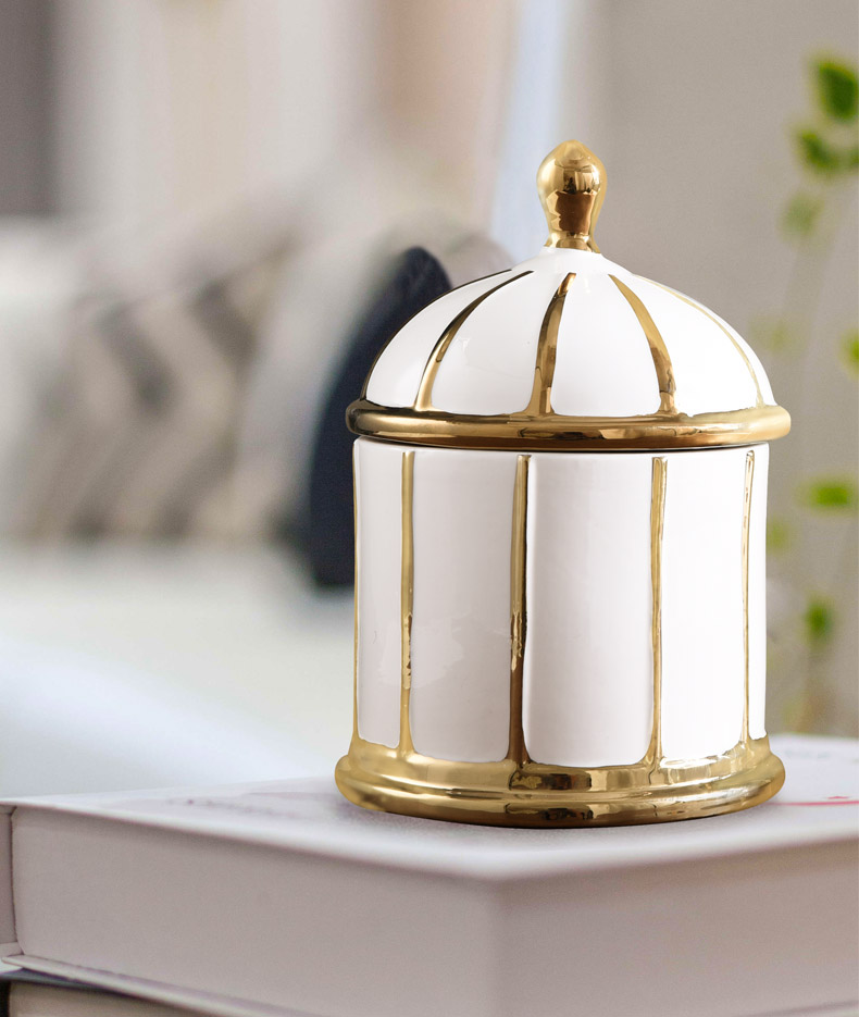 Europe type restoring ancient ways home decoration ceramic storage tank furnishing articles American - style candy jar with cover living room table to receive as cans