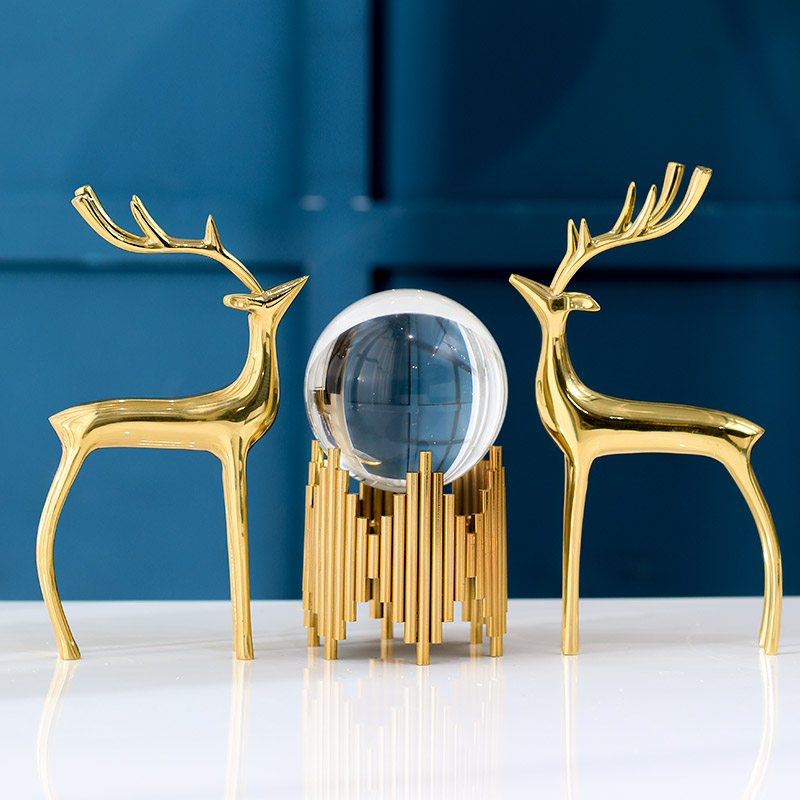 Bronze Deer Water Crystal Ball Wine Cabinet Hem Modern Light Lavish Nordic Living Room Genguan TV Cabinet Craft Gift Hem Accessories Home Decoration Goods