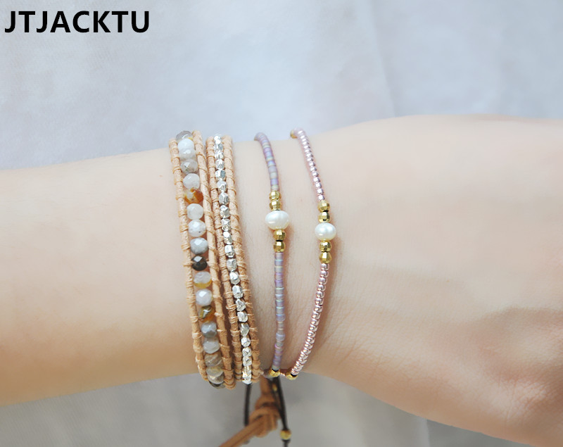 JTJACKTU xà cừ bằng bạc trắng xà cừ 2 vòng 5 Vịt đực Drake với vòng đeo tay - Vòng đeo tay Clasp vòng thạch anh tóc vàng