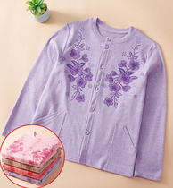 Middle-aged and elderly autumn clothes pure cotton plus size womens cardigan tops thickened thermal underwear for the elderly single piece mothers cotton sweater