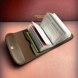 山茶花覆古皮男女士式卡位大容量卡包黑色搭扣印花商务防消磁卡夹