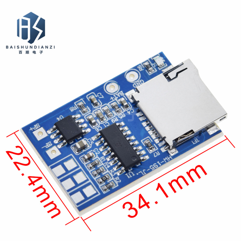 TF card MP3 decoder module 3 75V power supply with 2W mixed mono channel