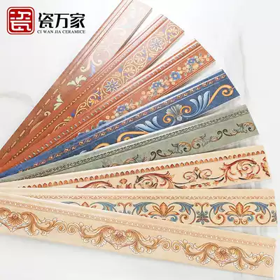 Foshan all-ceramic skirting line Kitchen powder room American antique tiles Balcony wooden floor Living room skirting board tiles