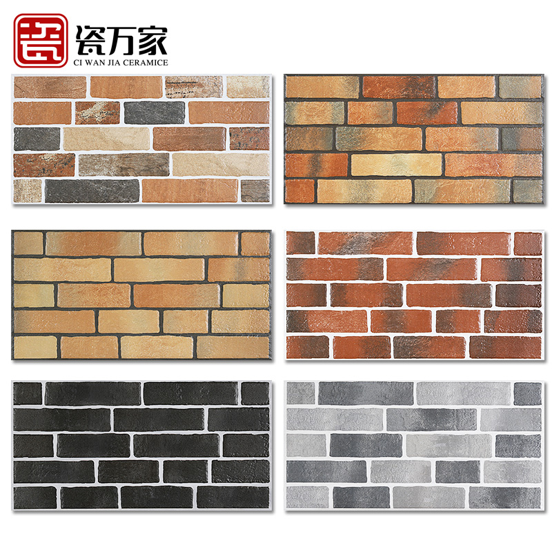 Balcony Retro Culture Stone Imitation Red Brick Villa Exterior Wall Brick Living Room Background Wall Dining Room Decorated Tile 300x600