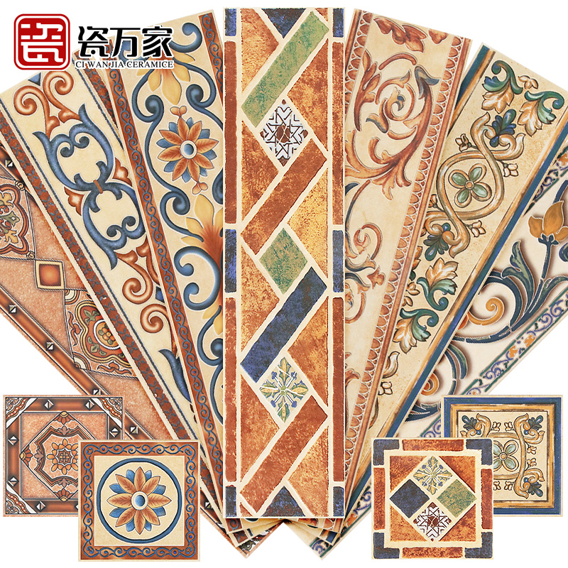 American retro fields Garden Living room Pogshot line Cuisine Waist Line Tiles Imitation Ancient Waveguide Wire Skirting footrest Balcony Surrounding line