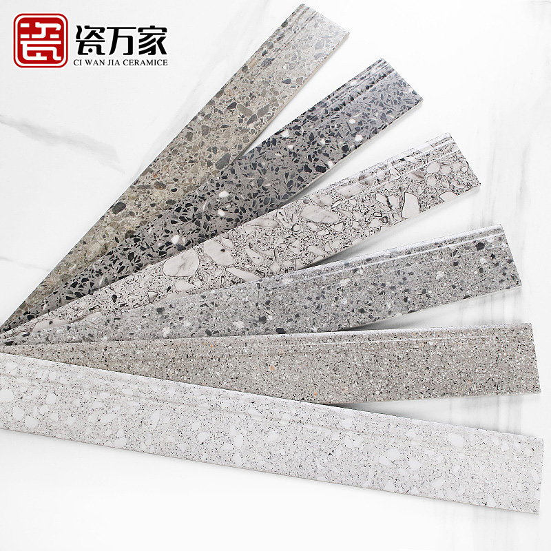 Foshan Full Porcelain Industrial Wind Grey Cement Matt Water Grinding Stone Living Room Balcony Skirting Board Tile Bedroom Skirting