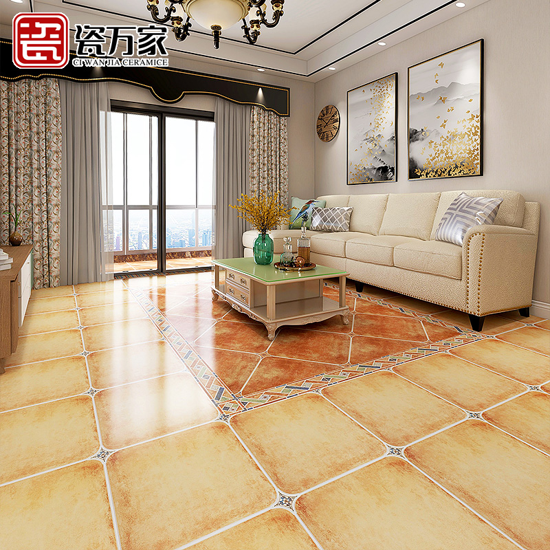 Living room Mediterranean antique tiles Rounded tiles Balcony bedroom Pastoral floor tiles American non-slip floor tiles