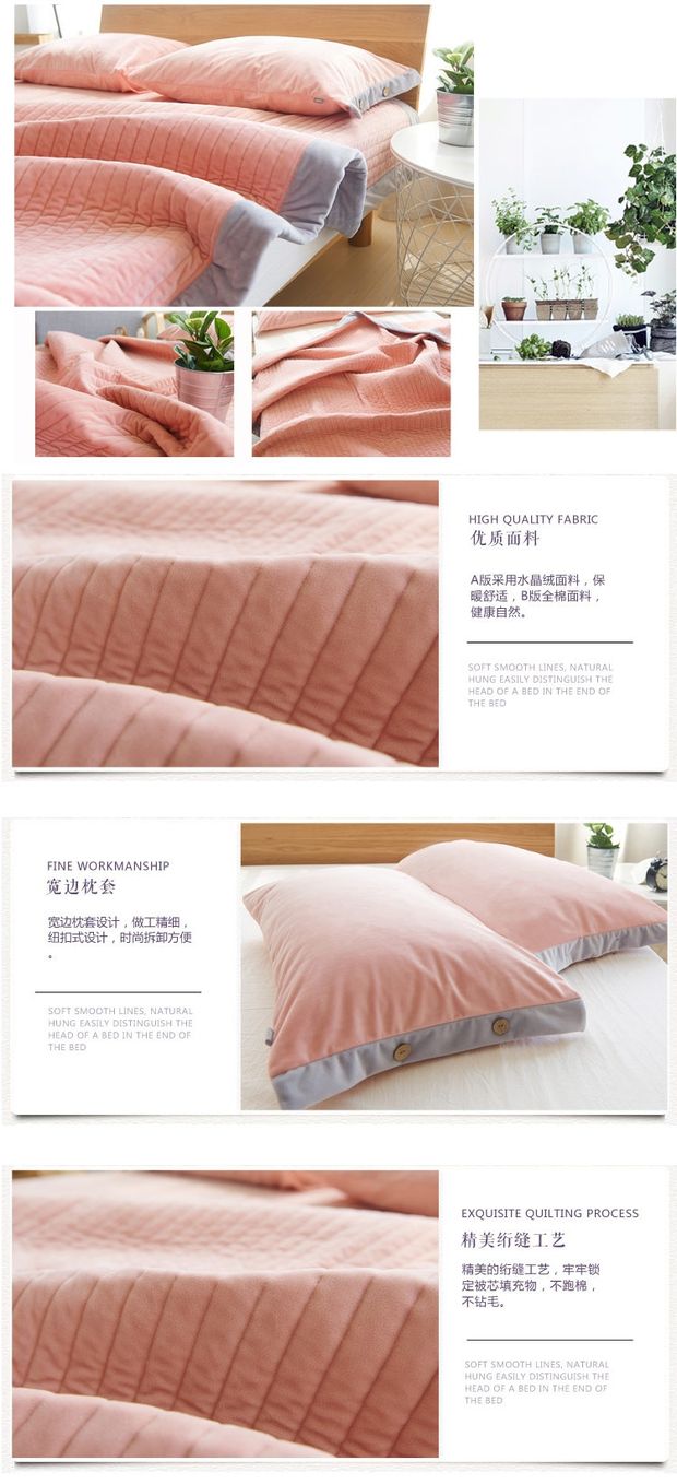 Pha lê nhung hai mặt trải giường ba mảnh flannel một bông đôi bông chần bông sang trọng quilted dày rắn màu ra trải nệm