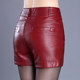 Leather shorts for women 2025 new autumn and winter high-waisted slim versatile black PU leather pants slim outer wear short boot pants trendy