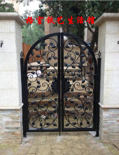Set to make European style iron art gate outdoor courtyard door Villa Door Garden Entrance Door community Double switch Anti-theft iron Art door