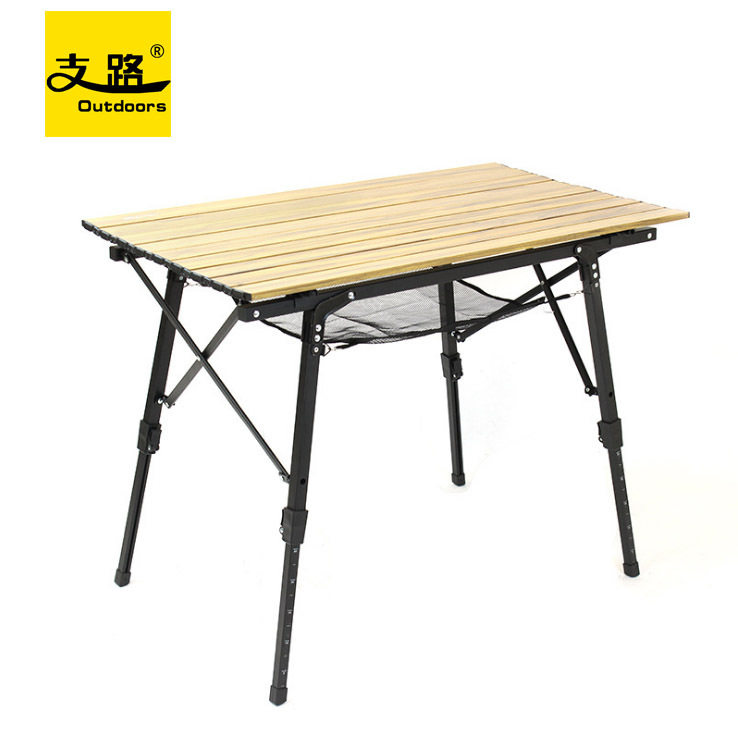 Branch car wood grain outdoor folding table Aluminum alloy portable picnic barbecue table Lifting camping dining table