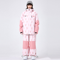 New pink snowboard suit for women windproof waterproof and warm snowboard suit for men