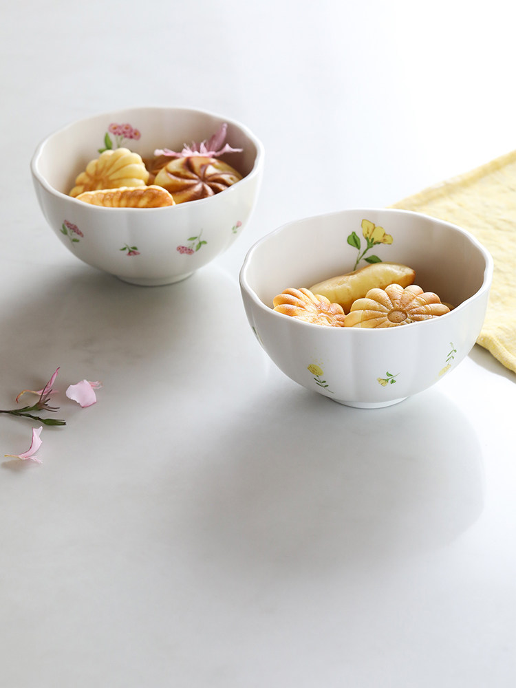 Blue lotus home creative series rice bowl ceramic tableware lovely home food bowl bubble noodle bowl fruit bowl