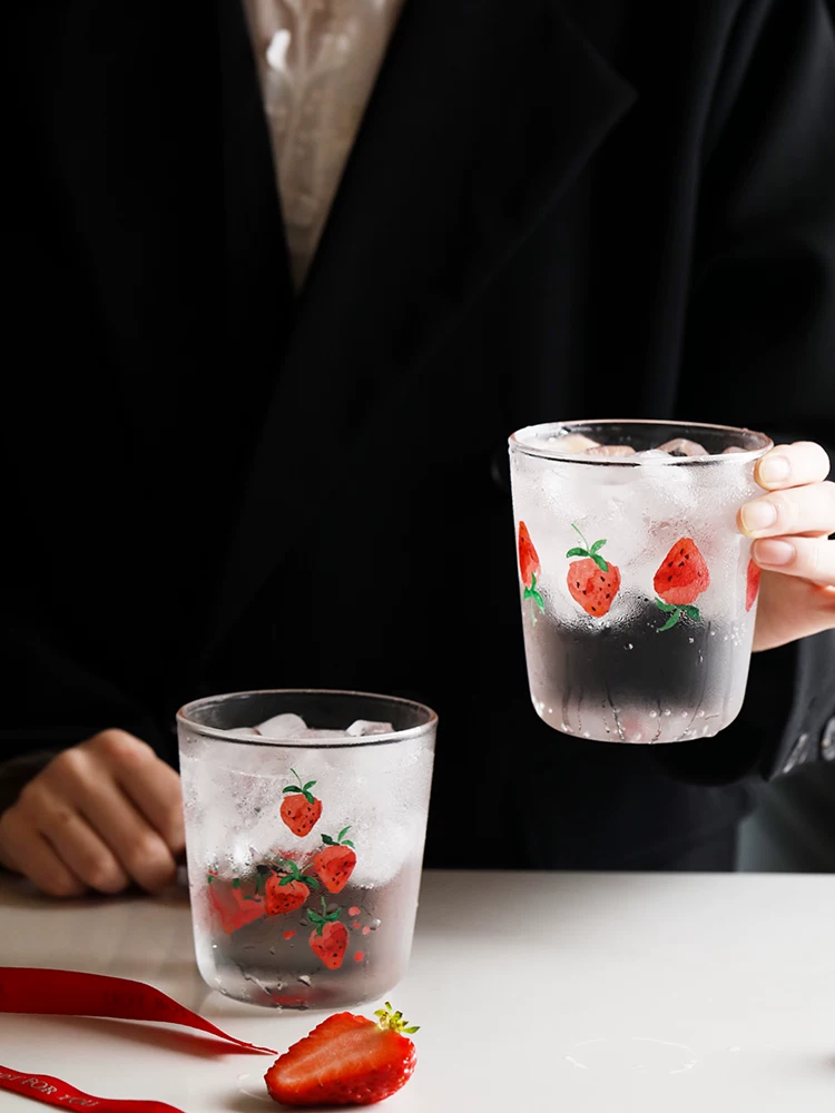 Клубничный, милый прозрачный стакан для воды, интернет-знаменитость