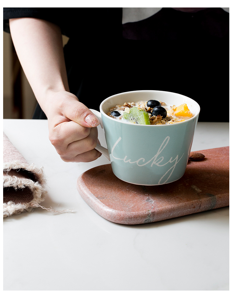 Blue Lotus Home Cat Mug Cặp vợ chồng Cup Bữa sáng nhỏ tươi Cup Cup Bột yến mạch Dễ thương Công suất lớn bình lock&lock