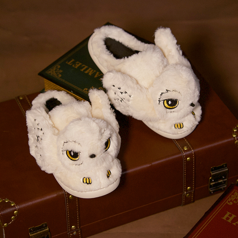 Warner Genuine Harry Potter Hedwig Plush Adult Slippers Cute Owl Couple Furry Cartoon Shoes