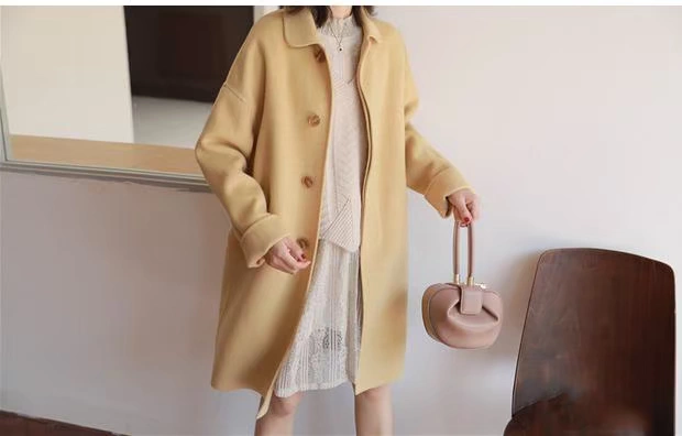 Áo khoác len nữ 2018 phiên bản Hàn Quốc của áo len cashmere mới phổ biến mùa thu và mùa đông nhỏ người đàn ông dài phần lỏng lẻo - Accentuated eo áo vest dạ nữ