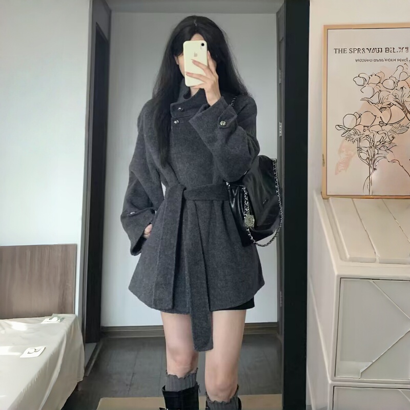 This Year's Popular Double-Sided Cashmere Coat for Women 2026 Autumn and Winter Hepburn Style Wool High-End Woolen Coat