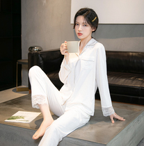 Pajamas for women 2023 new spring and autumn pure cotton sexy lace thin Internet celebrity cotton home wear suit summer style