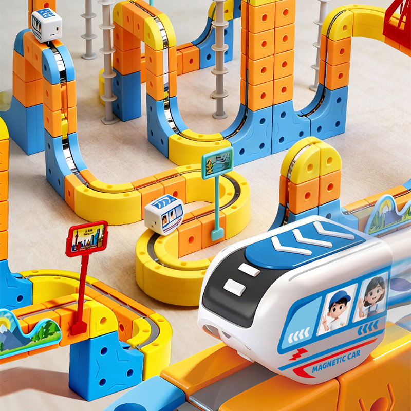 New Anti-Gravity Magnetic Track Car, Magical and Ever-Changing DIY Assembly Building Blocks, Children's Educational Magnetic High-Speed Rail Toy