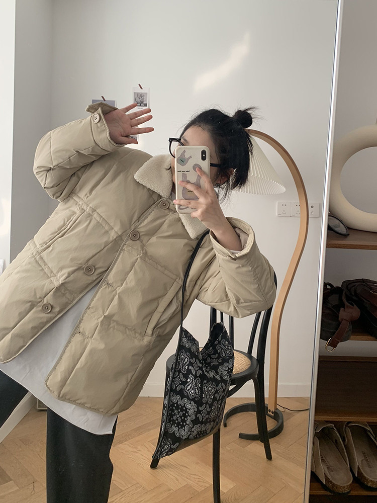 Generally cute down jacket women's 2021 new winter 90 white duck down jacket Korean style cute flip collar small down jacket