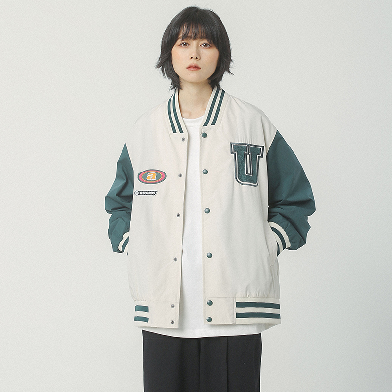 毛巾绣字母棒球服女ins潮短外套女春秋百搭宽松休闲日系复古夹克