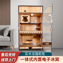 Solid wood chinchilla special cabinet cage with air-conditioned room electronic ice nest cabinet chinchilla villa blind date cage pet supplies