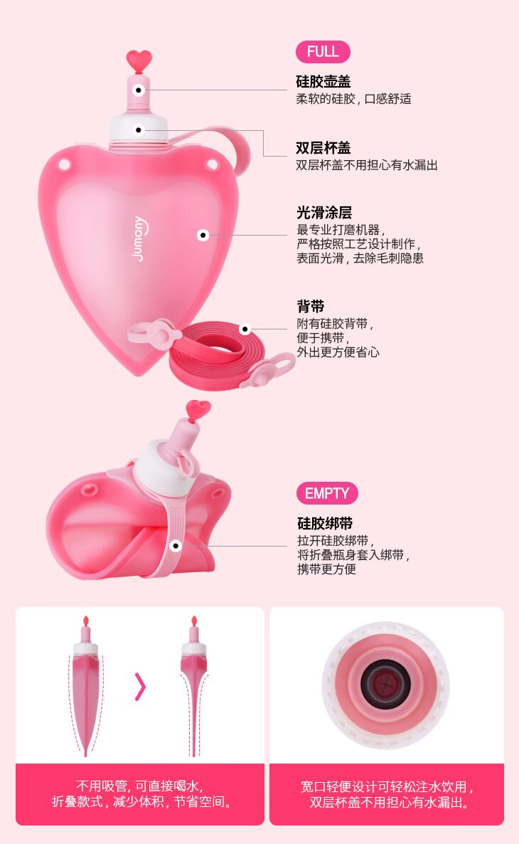 Authentic Hàn Quốc nhập khẩu chai silicon silicon sillymann sáng tạo dễ thương trẻ em cốc gấp - Tách bình giữ nhiệt 2 lít