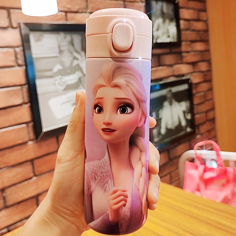 Shake-in-the-net red ice and snow chic edge Aesha Little Princess Anna Xuebao water glass Girl cute insulated cup student Han version