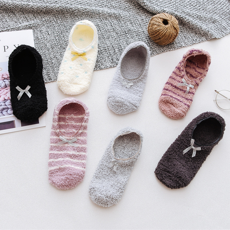 Trendy Women's Thick Slipper Socks, Versatile Boat Socks, Winter Coral Fleece Low-Cut Short Socks, Non-Slip Floor Socks Trendy Women's Thick Slipper Socks, Versatile Boat Socks, Winter Coral Fleece Low-Cut Short Socks, Non-Slip Floor Socks