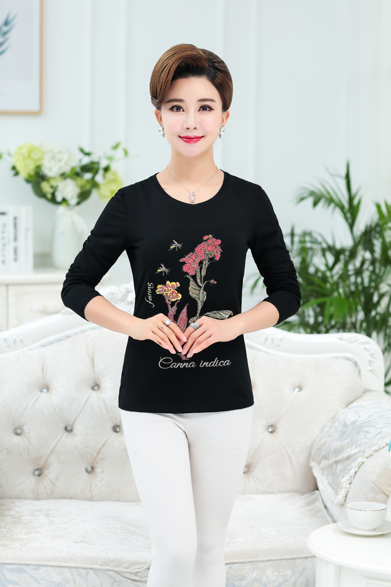 Mới mùa xuân và mùa hè ngắn tay t-shirt nữ vòng cổ phương thức bông trung niên sọc áo của phụ nữ áo sơ mi loose mẹ ăn mặc