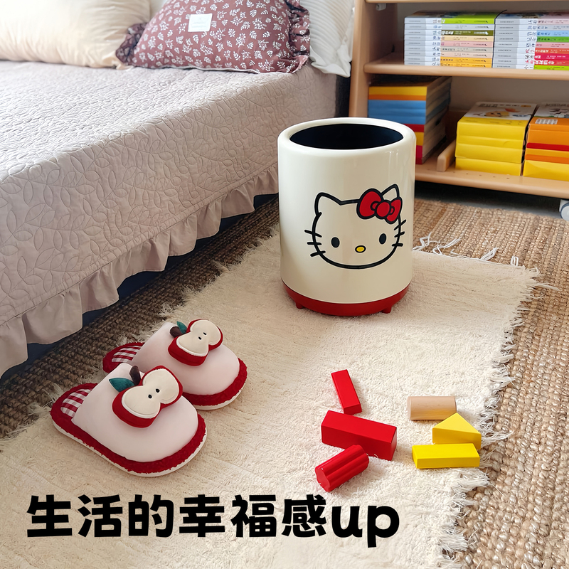 Cute Cat Cartoon Household Trash Can with Lid for Children's Room, Bedroom, Living Room, Dopamine Paper Basket, Large Capacity, Creative
